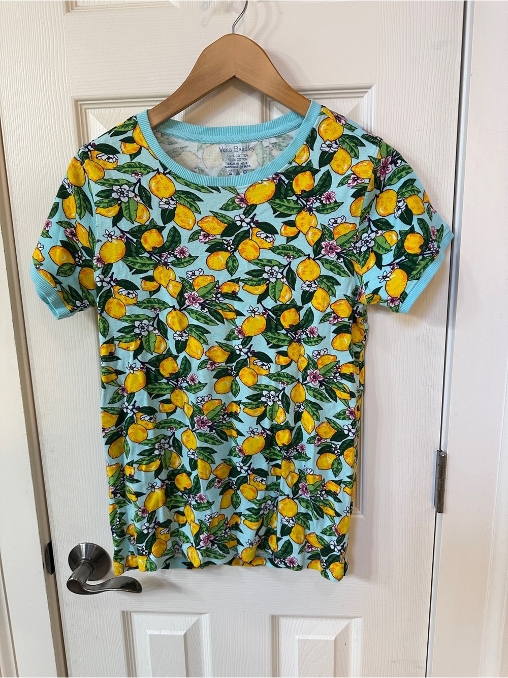 Vera Bradley Lemon Print T-Shirt Cute Whimsy Cotton Small